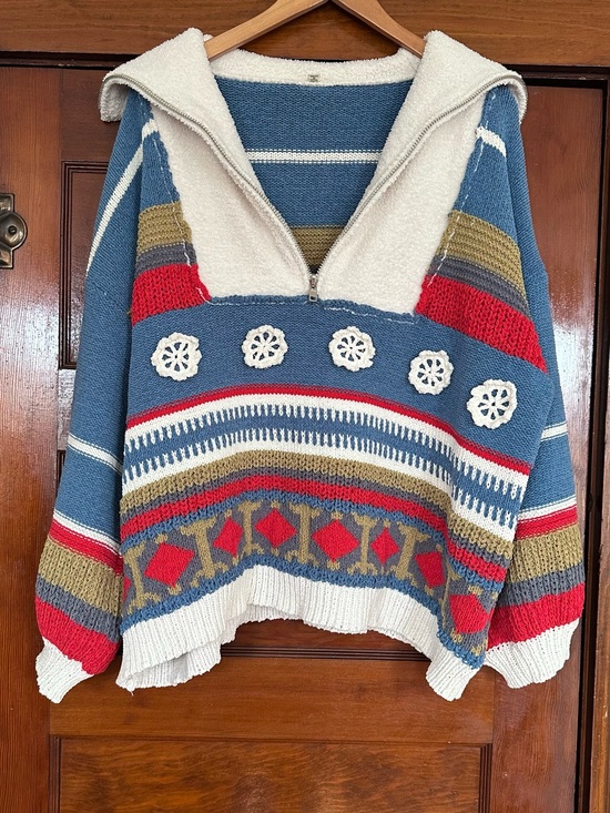 POL Sweaters - POL Women Sweater in Blue, Red, Cream, Olive
